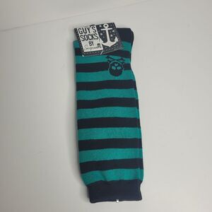 Sourpuss Mens Socks Teal Striped Skull Emo Scene Punk Nwt